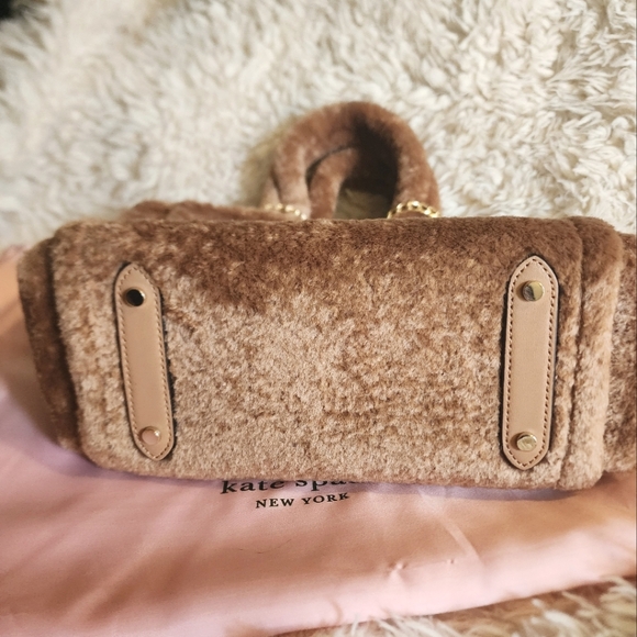 NWT Kate Spade Ella Shearling 2-Way Neutral Tote - Picture 8 of 9